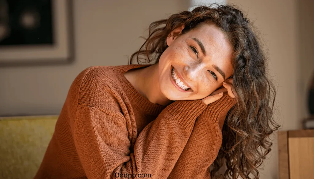 a smiling woman in love