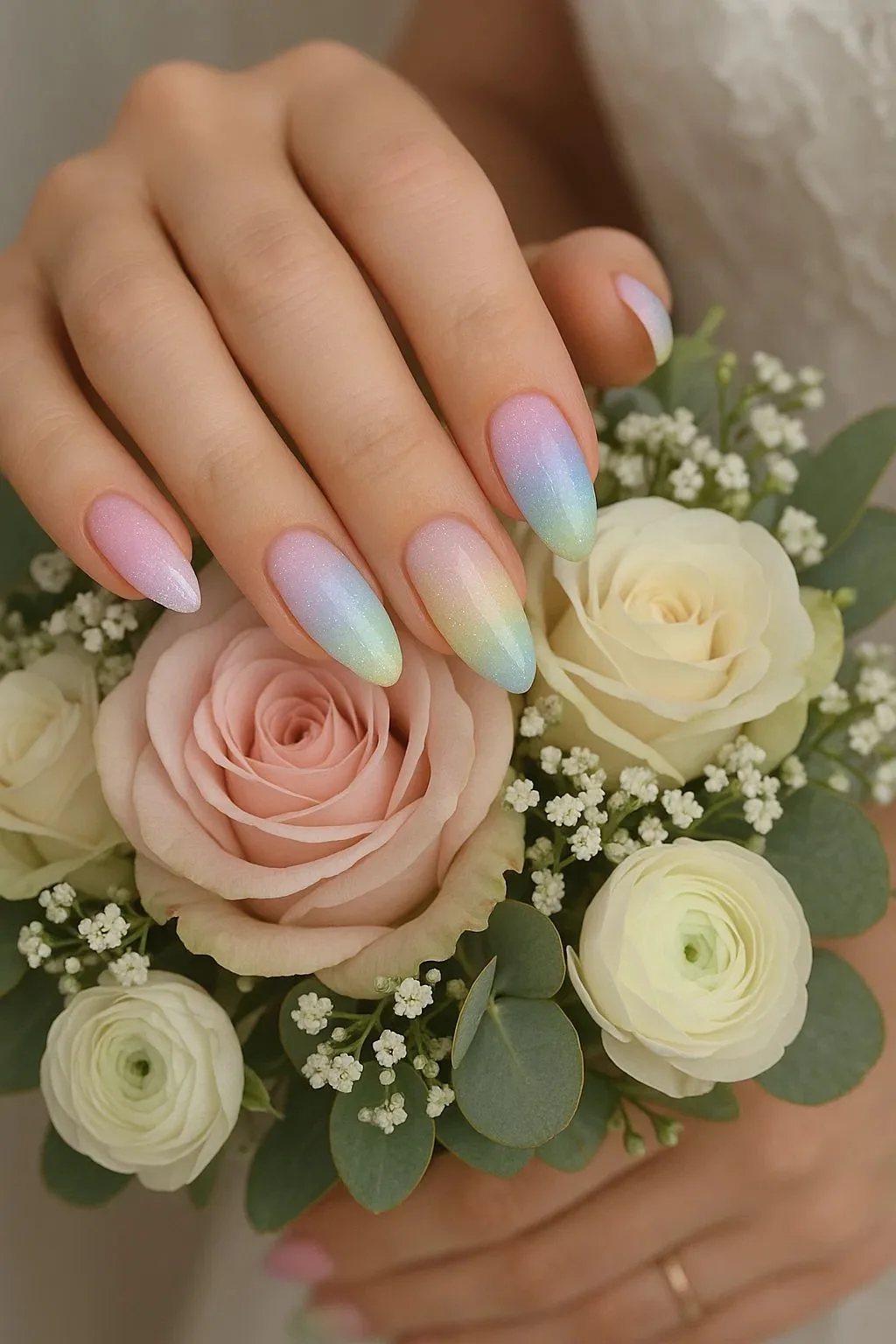 Wedding nails for bride - Soft Pastel Shades