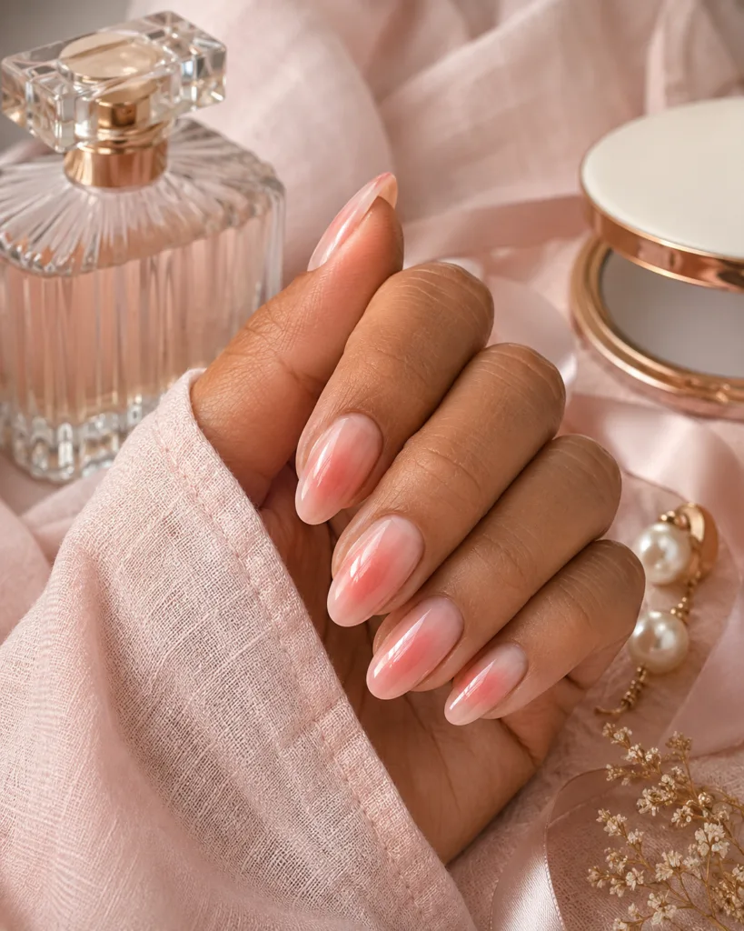 1. Soft-Focus Blush Aura Nails