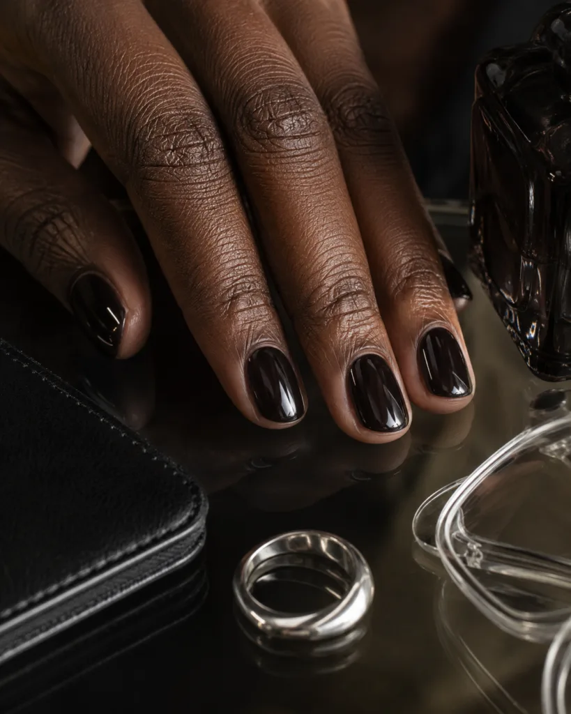 14. Black Glass Jelly Nails