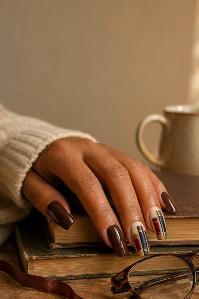 15. Library Book-Spine Accent Nails
