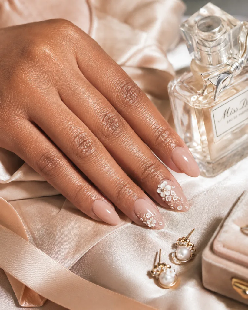 15. Sculpted Micro-Floral Accent Nails