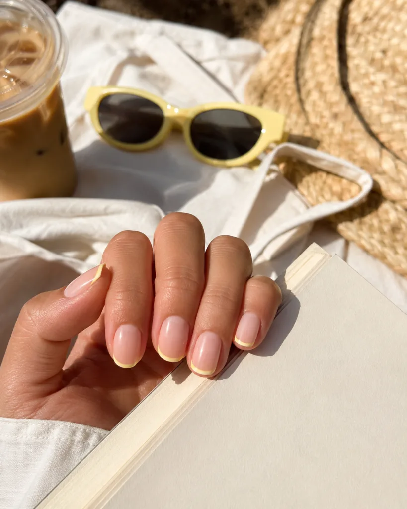 17. Butter Yellow Micro-French Nails