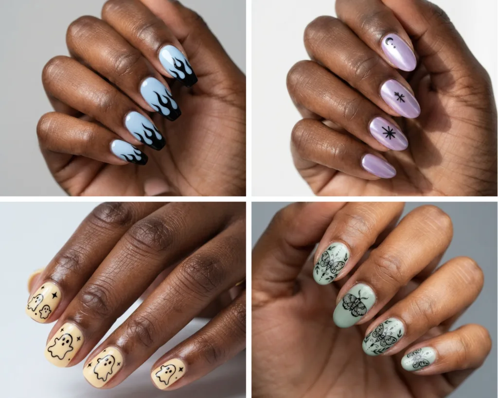 35 Pastel Goth Summerween Nails for a Spooky-Cute Summer