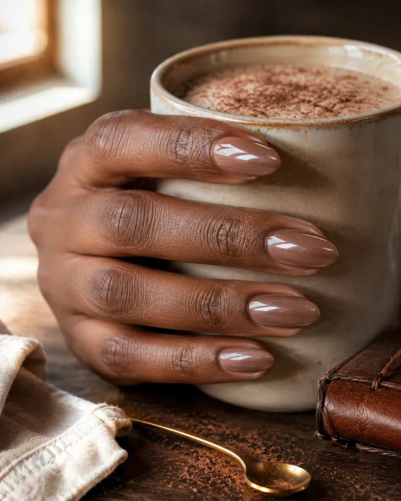 7. Glazed Mocha Almond Nails