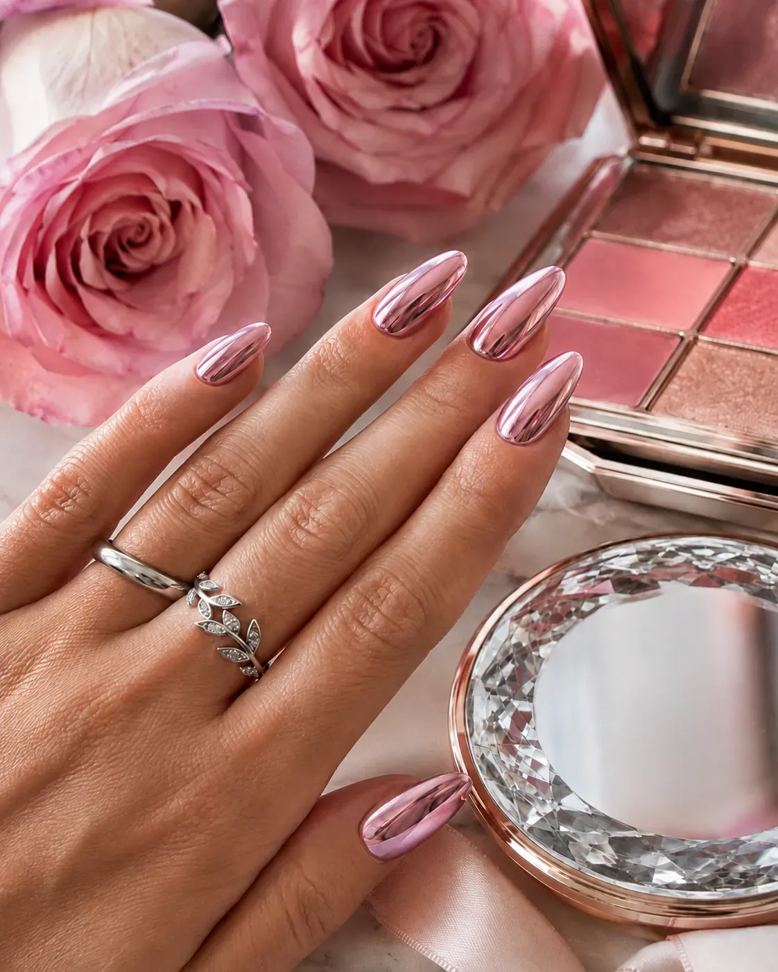 Long oval nails layered with translucent black cherry jelly polish