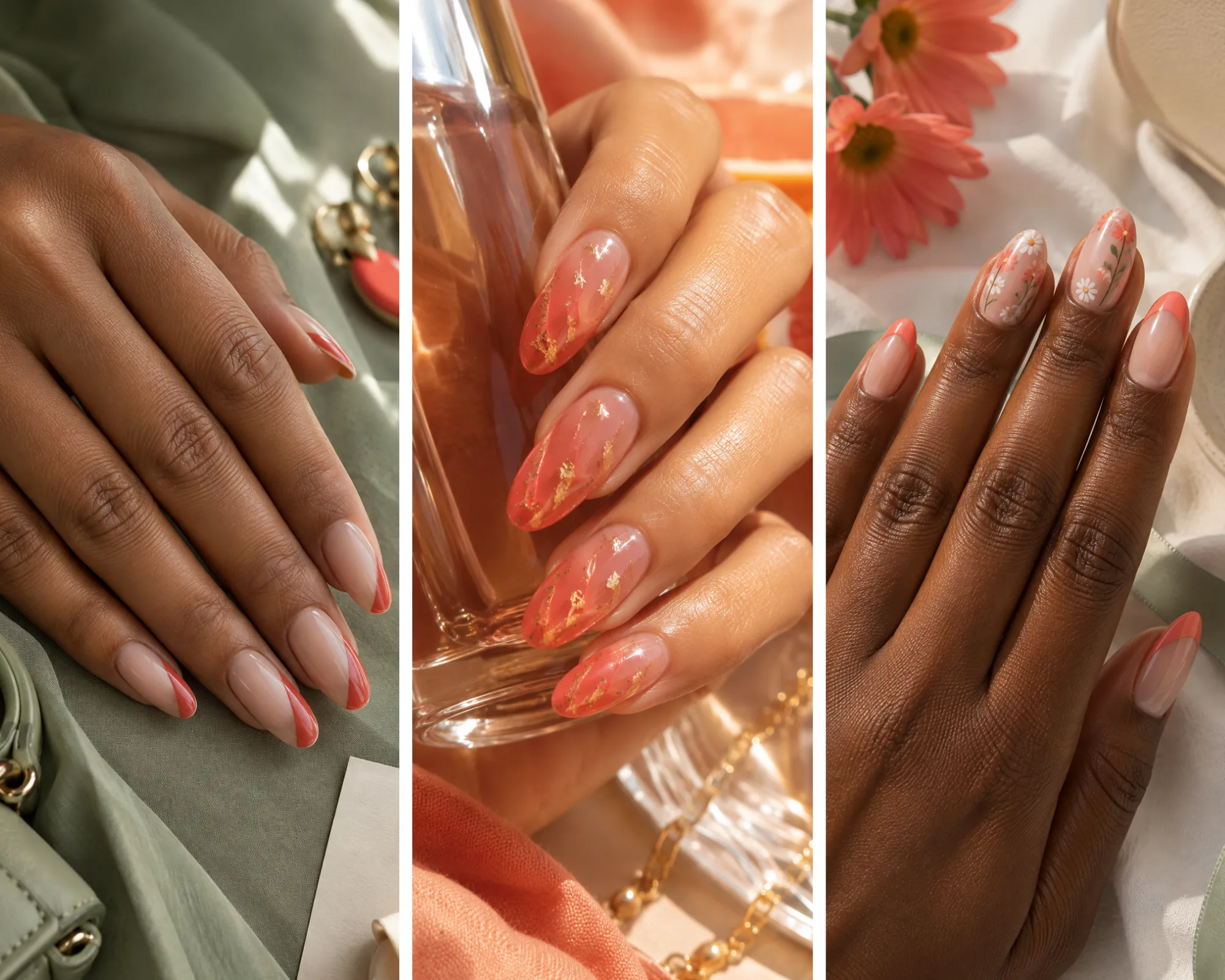 summer coral nails