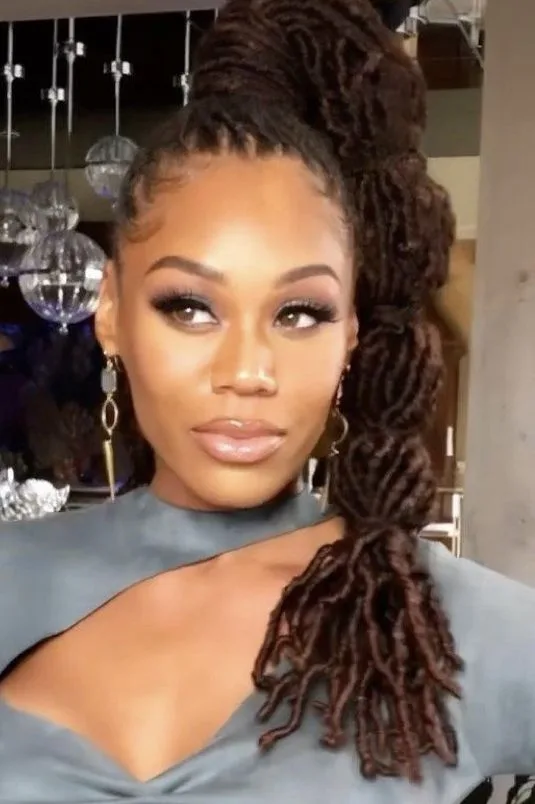 Side swept loc updo