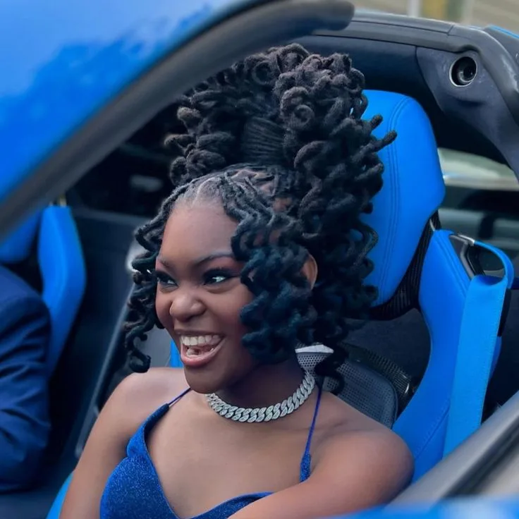 Curly loc updo