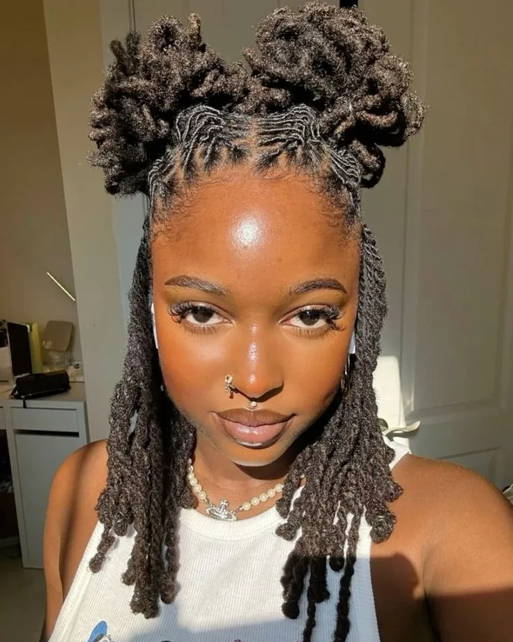 Double bun half up