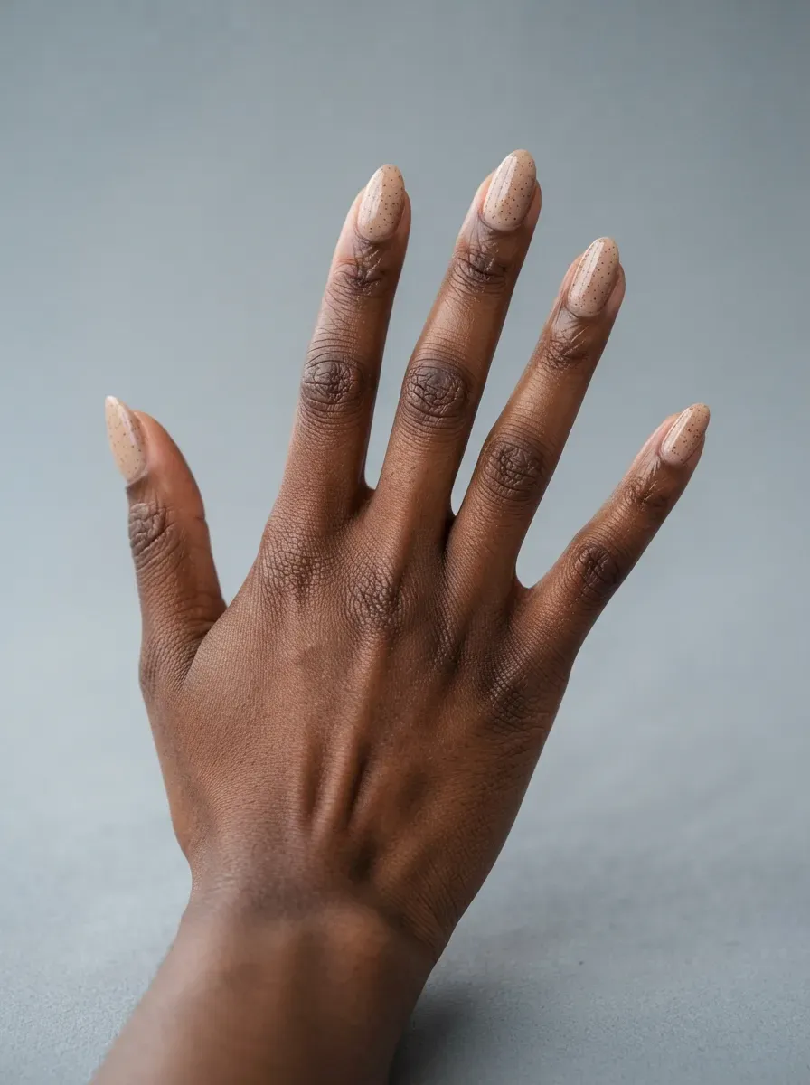 Classic French tip gel nails with warm nude base