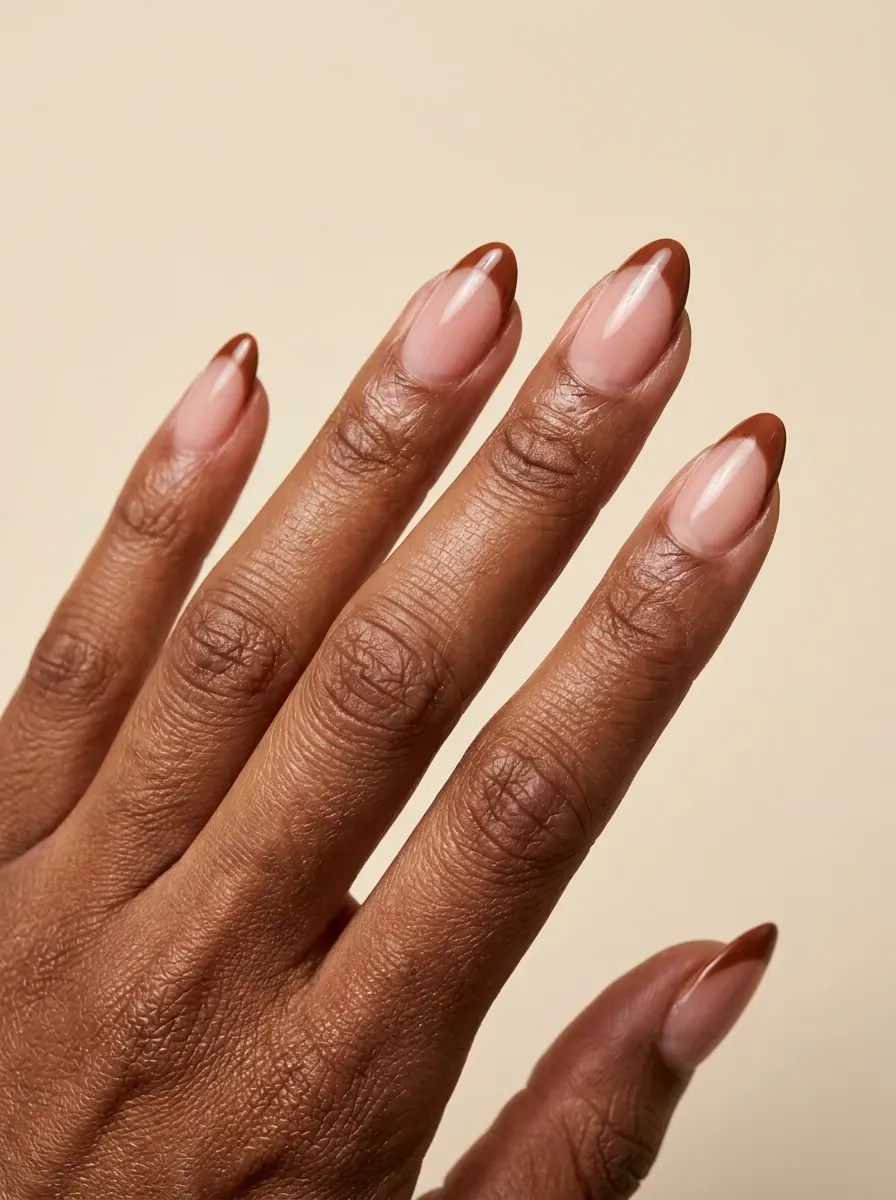 Deep red velvet nails with softly reflective magnetic finish