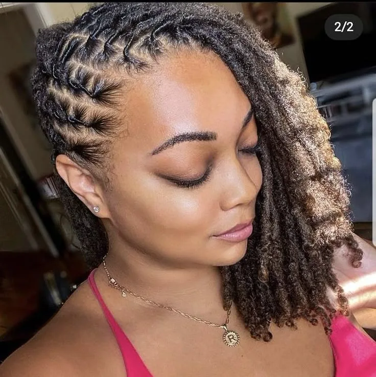 Side swept short locs