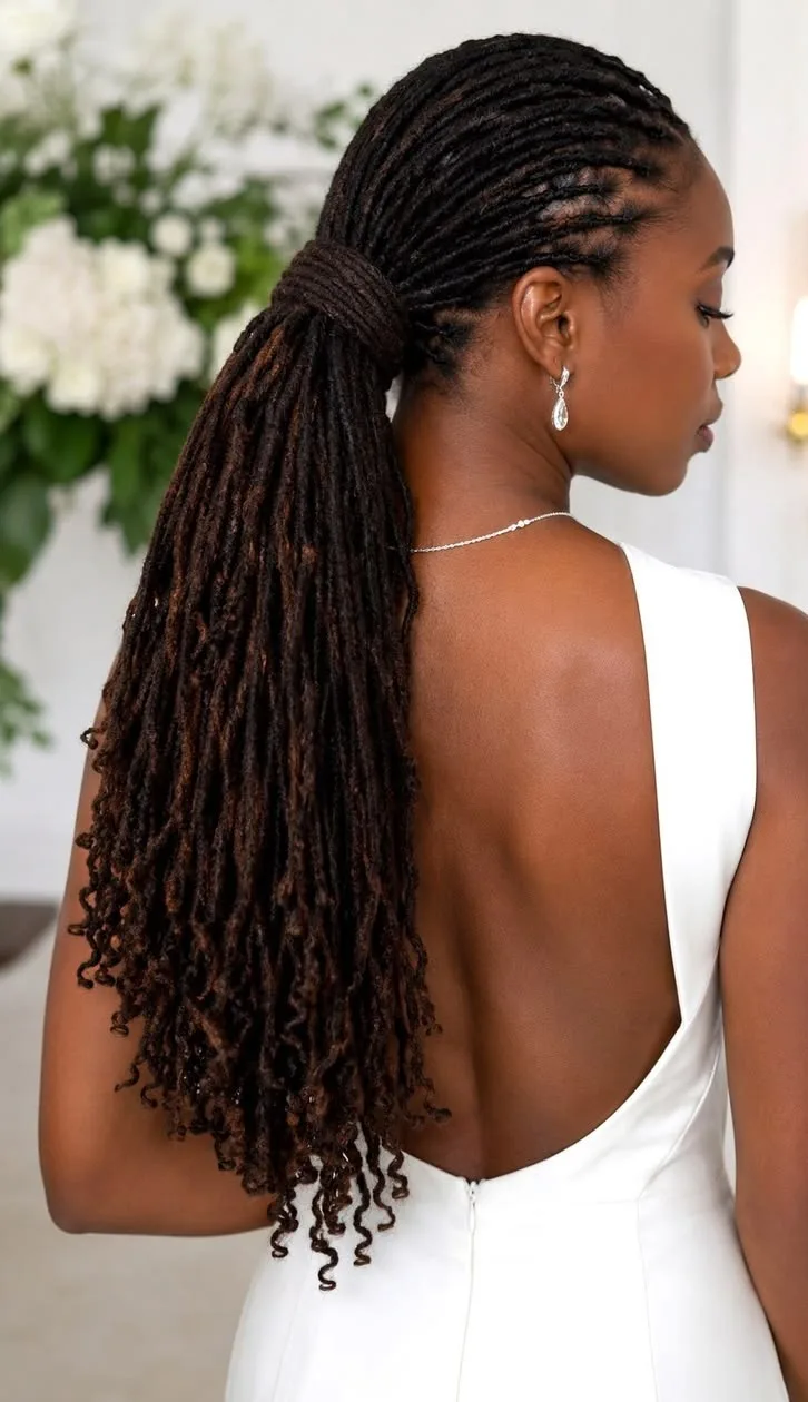 Wrapped low loc ponytail