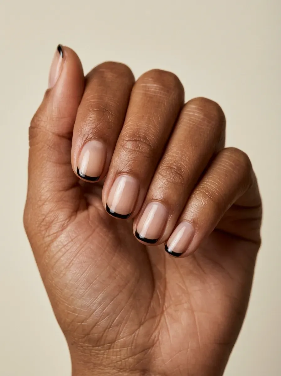 Deep burgundy and black nails with delicate gothic fairy-tale details
